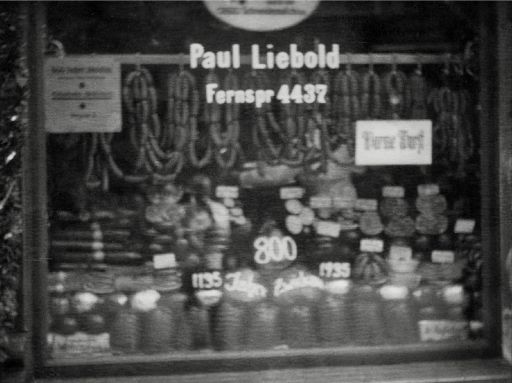 Schaufenster der Fleischerei Liebold aus dem Jahr 1935